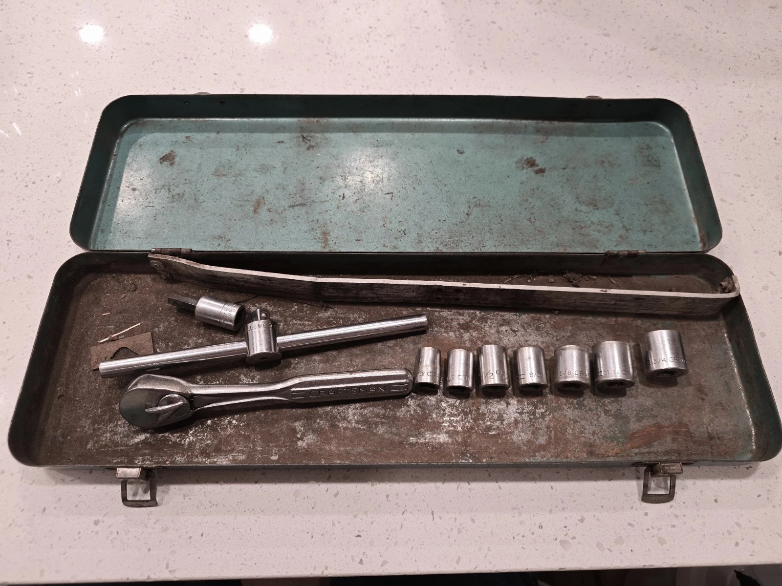 Vtg Crafstman 3/8" V Series Ratchet, Sockets, And Carrying Case Made In USA 🇺🇸