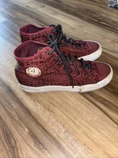 P F Flyers High Top Animal Print W8/M6.5 Maroon Color ￼