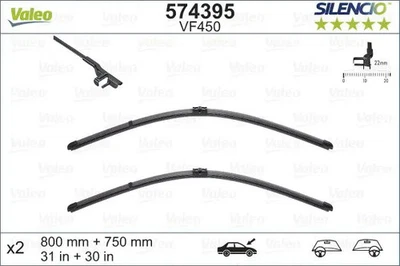 2x Balai d'essuie-glace avant plat 574395 VALEO pour CITROËN C4 GRAND PICASSO I - Photo 1/4