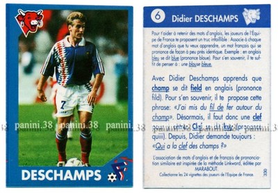 DESCHAMPS ''TEQUIPE DE FRANCE 1996'' Panini LAUGHING COW sticker