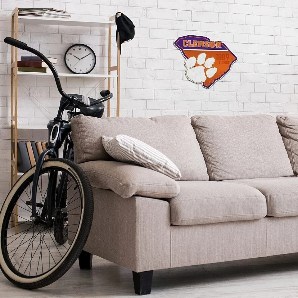 Banderín Clemson Tigers forma estatal 18 pulgadas fieltro suave Universidad de Foto 2 de 4