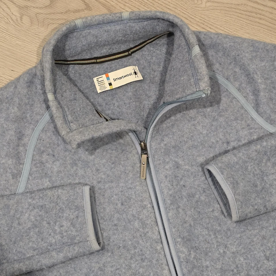 Chaqueta Smartwool para mujer mediana azul tormenta Hudson Trail polar lana merino cremallera Foto 2 de 4