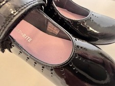 Image of Start Rite Mary Jane Black Patent Girls Rip-Tape School Shoes BNIB Free P&P