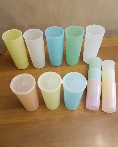 Tupperware Vintage 6, 12, 16 oz Tumbler LOT ~ 117 Juice, 107 115 Pastel LIDS 296 - Picture 13 of 20