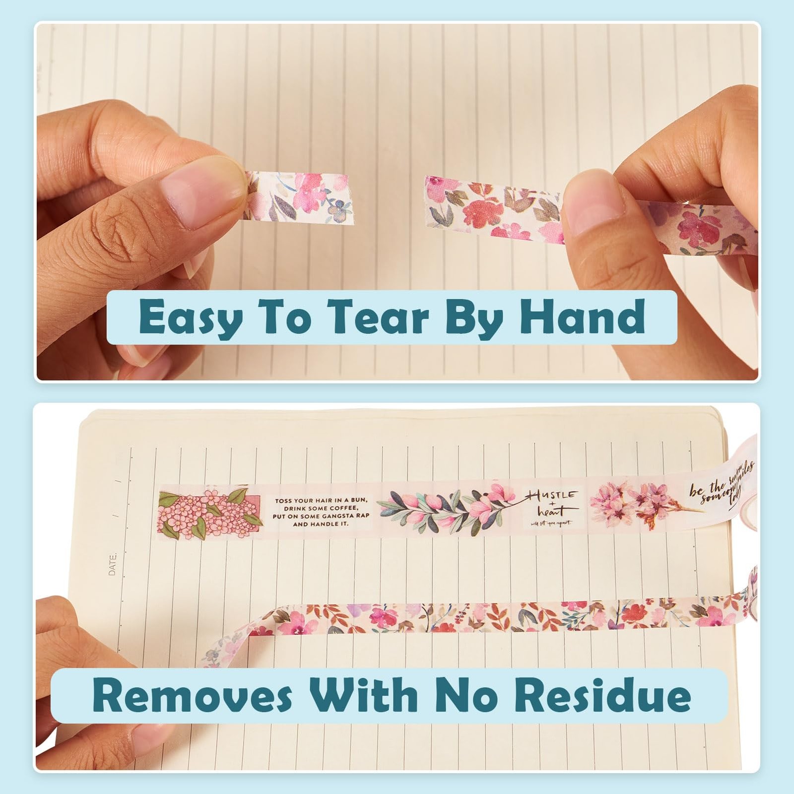 20 Rolls Washi Tape Set Colored Masking Tape Spring Flower Letter Retro Decor...