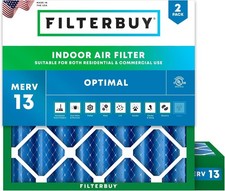 FilterBuy MERV 13 Pleated Air Filter 2-Pack, Electrostatic, Dust Resistant