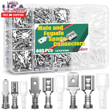 /440Pcs 2.8/4.8/6.3Mm Quick Splice Male and Female Wire Spade Connector Crimp Te