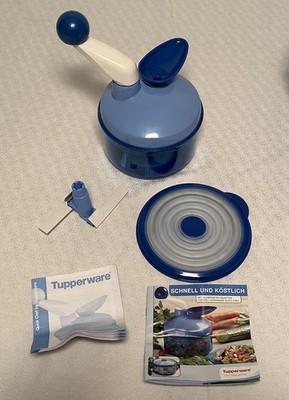Tupperware Quick Chef blau neu mit Deckel + Bedienungsanleitung 16cm   9 cm hoch