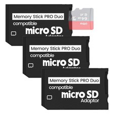 3 PCS Micro SD To Memory Stick PRO Duo MagicGate Adapter Fits PSP Camera
