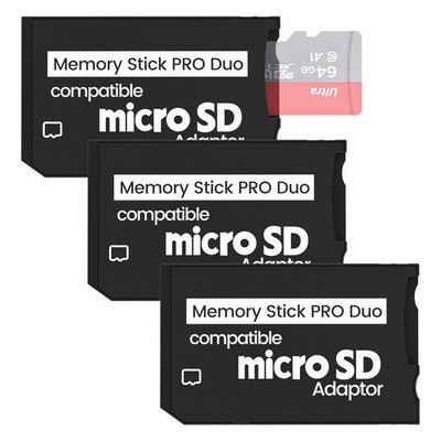 3 PCS Micro SD To Memory Stick PRO Duo MagicGate Adapter Fits PSP Camera