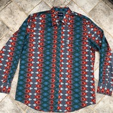 Wrangler Men's Western Pearl Snap Shirt Aztec Pattern Long Sleeve Size 2XLT Tall