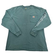 Carhartt Men's M Regular Green Long Sleeve Pocket T Shirt Quality Since 1889