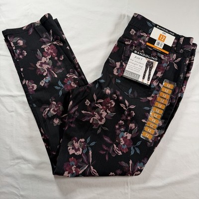 Bandolino Amy Modern Straight Leg Deluxe Super Stretch Floral Women's 12 NWT
