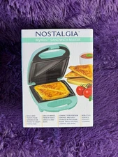 Nostalgia My Mini Aqua Non-Stick Compact Sandwich Maker *Brand New*