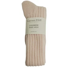 NWT Garnet Hill Socks Knee High 9-11 Blush Pale 82% Cashmere Holiday Warm Cozy