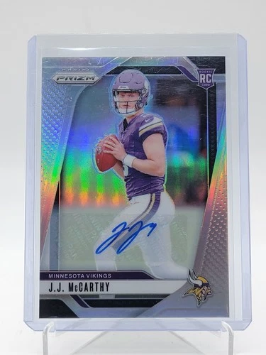 J.J. MCCARTHY 2024 PANINI PRIZM ROOKIE AUTOGRAPH SILVER AUTO #400 VIKINGS Q5692