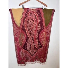 Paisley Shawl Wrap Scarf Bohemian Fringed Festival Red Pink 80x27