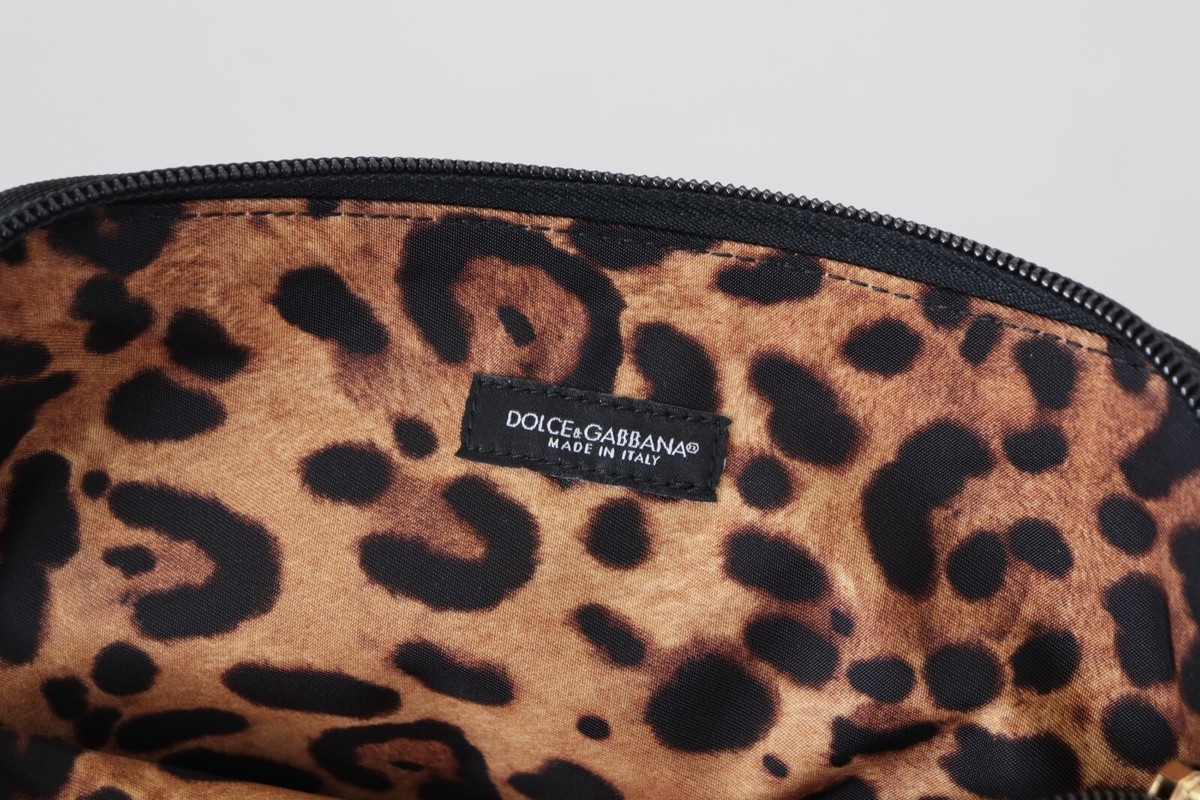 DOLCE & GABBANA Toiletry Bag Blue Logo Print Hand Pouch