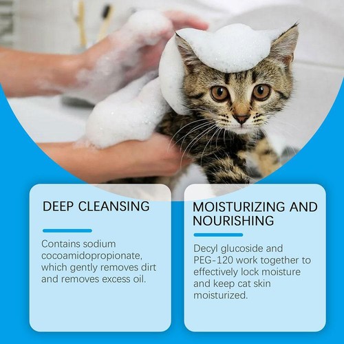 Dry Cat Shampoo No Rinse Cleaner Water-free Mousse-for Odor Pet K5G6 - Bild 11 von 14
