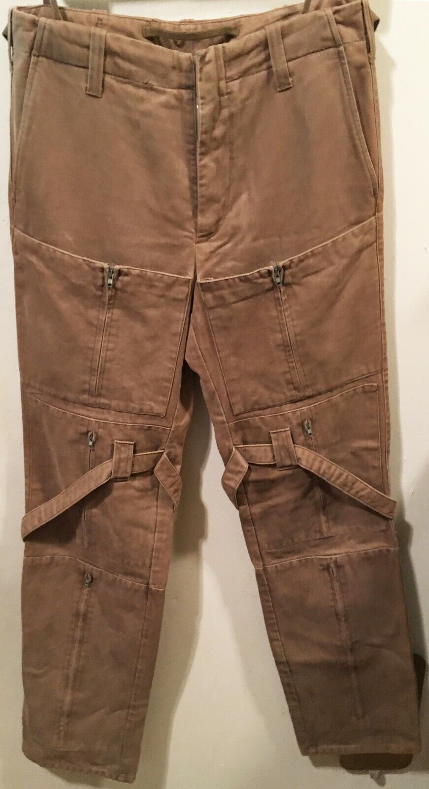 HELMUT LANG PANTS ZIPPERED STRAP LATE 90s VINTAGE HIGH FASHION MADE IN  ITALY !!!