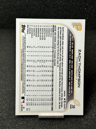 2022 Topps Chrome Sonic Zach Thompson RC Refractor #30 - Bild 2 von 2