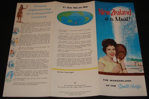 1960s NEW ZEALAND IS A MUST TOURIST FOLD OUT BROCHURE SOUTH PACIFIC WONDERLAND - Picture 4 of 4