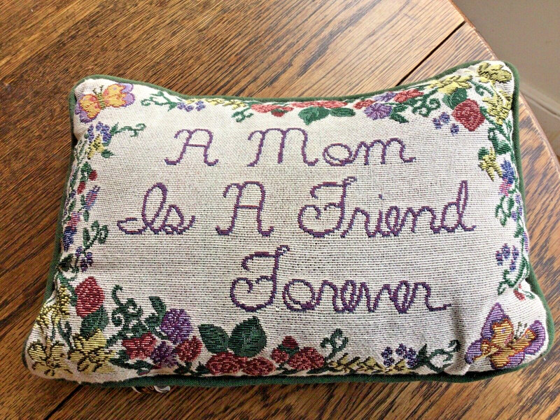 "A MOM IS A FRIEND FOREVER” Tapestry Throw Pillow 12x8x4”,
