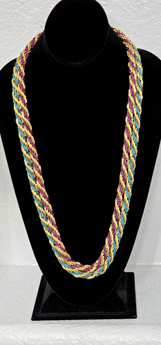 DOS HERMOSOS COLLARES RETORCIDOS SIN MARCA TONO ROJO Y VERDE Y DORADO 30"" - Imagen 6 de 12