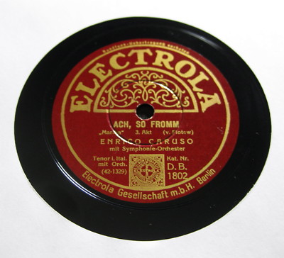 ENRICO CARUSO Ach, so fromm ''Martha'' / Hüll' Dich in Tand ''Bajazzo'' ELECTROLA