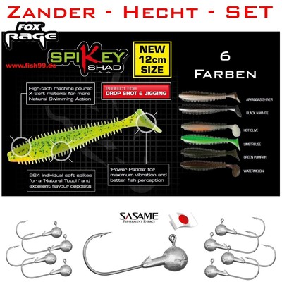 Strelasund u. Peene-Strom  !!!! 16 Teile Set Zander Spikey mit SASAME Jig Haken