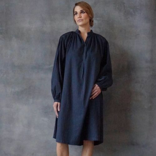 chinese dress ladies Black Crane | Maxi Dress Large | Cotton | Slate | Women's main image 1