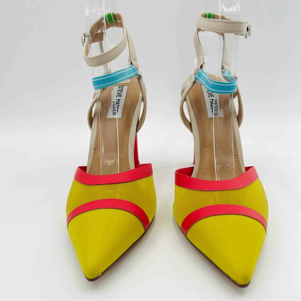 Yellow multicolor cheap heels