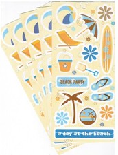 5 sheets SUMMER Beach DAY SUN Palm Tree Surfboard Scrapbook Stickers DCWV