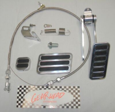 Street Rod Billet Gas Throttle Pedal 24'' Throttle Cable Brake Pad Kit Universal
