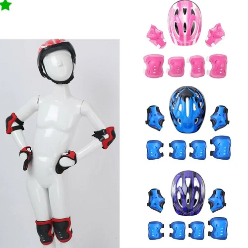 Sport Protective Gear Set Boy Girls Helmet with Knee Pad Elbow Pads Wrist Guards - Picture 1 of 42