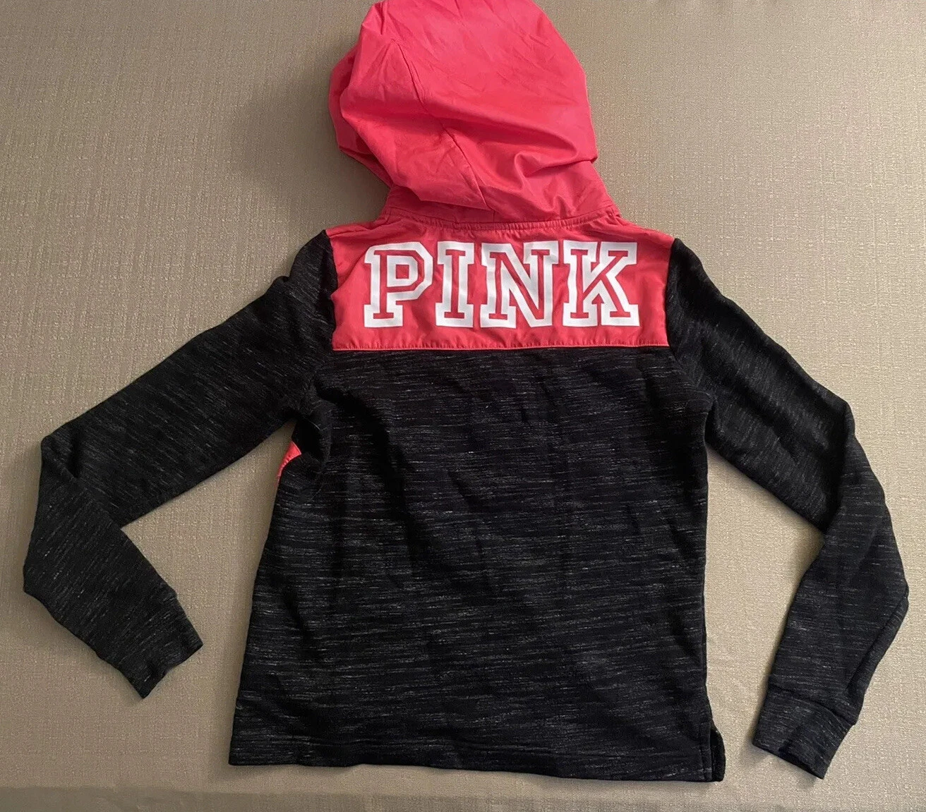 Victoria's Secret PINK Women’s XS Extra Small 1/4 Zip Hooded Sweater Logo EUC