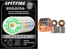 Spitfire Skateboard Wheels Burners with Bronson Pro G3 Bearings - Choose Size a