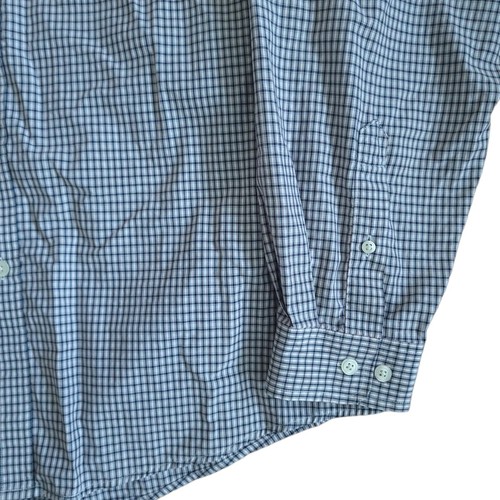 Structure Black White Mens L Dress Shirt Gingham Check Plaid Long Sleeve Vtg - Picture 4 of 11