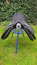 18" Thorowgood T4 Non Adjustable GP Black Suede / Leather Horse Saddle