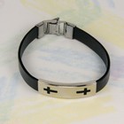 <!--F#f_0-->NEW LEATHER BAND BRACELET STAINLESS STEEL CUT OUT DESIGN TOP - H015-H015/10<!--F/-->