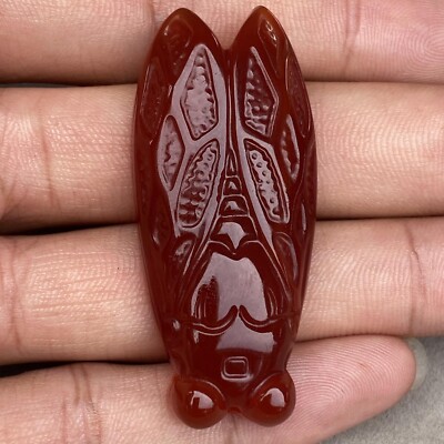 1.8  Natural Red agate Cicadas Hand Carved Quartz Crystal Skull Healing 1pc