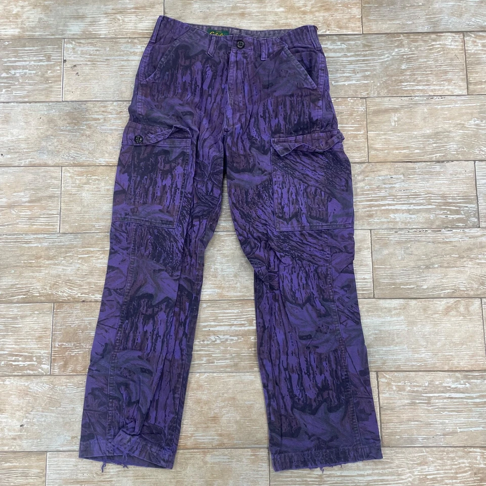 Men’s VTG Cabela’s ReelTree Camo Pants Sz 29 Reg Belt Loop Button Pocket Purple - Image 2 of 4