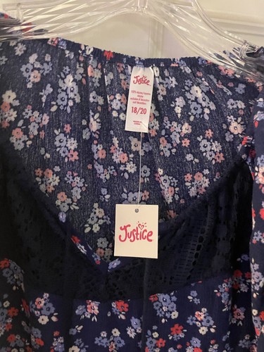 NWT Justice Blue Floral Blouse Size 18/20 - Picture 2 of 3