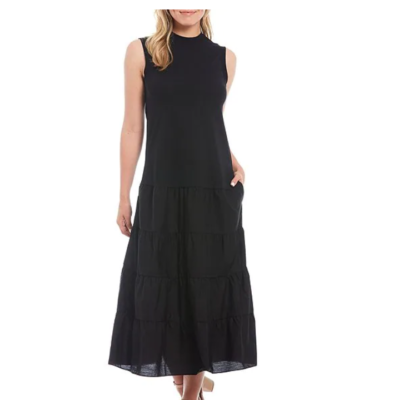 ted baker tiered jersey dress NEW Viannee Sleeveless Midi in Black - 6 US 2XL #D5643 GREN_Dresses and Jumpsuits