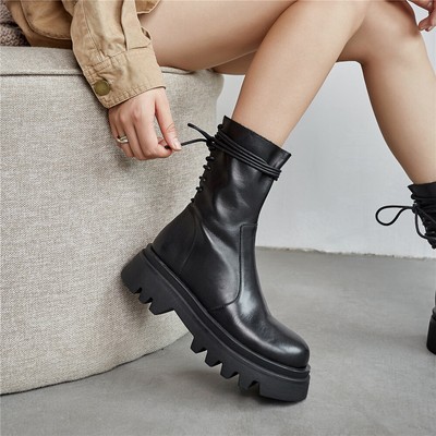women's boots with laces and zipper