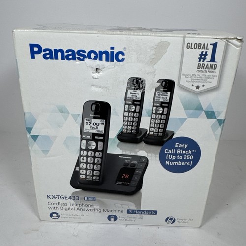 Panasonic KXTGE433B 1.9 GHz Cordless Phones W/ Digital Answering Machine