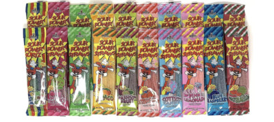 Sour power Candy Straws,  various flavors Straws 1.75 Ounce (Pack of 6)