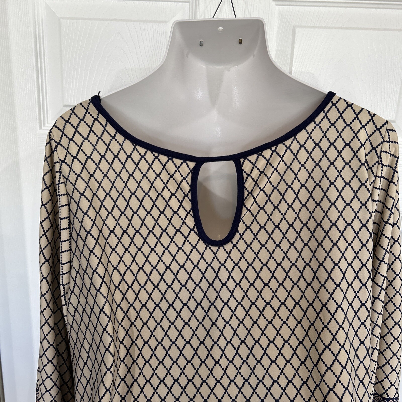 Emerald Stretch Tunic Blouse Trellis Geometric Print Top Women's Plus Size 2X