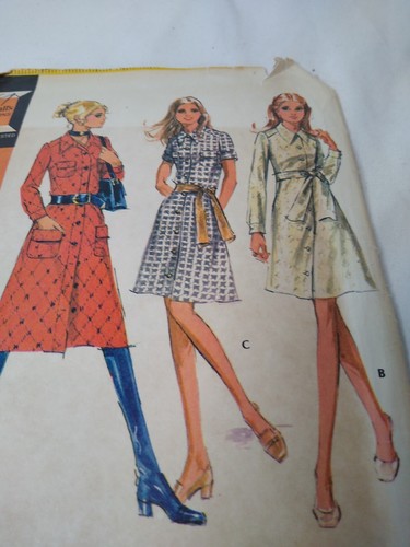 Vtg 1970 McCalls 2623 Pattern Dress Misses Sz 14 Bust 36 Cut Button Down Collar - 第 4/6 張圖片