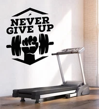 Vinyl Wall Decal Gym Fitness Never Give Up Motivational Words Stickers (1339ig)